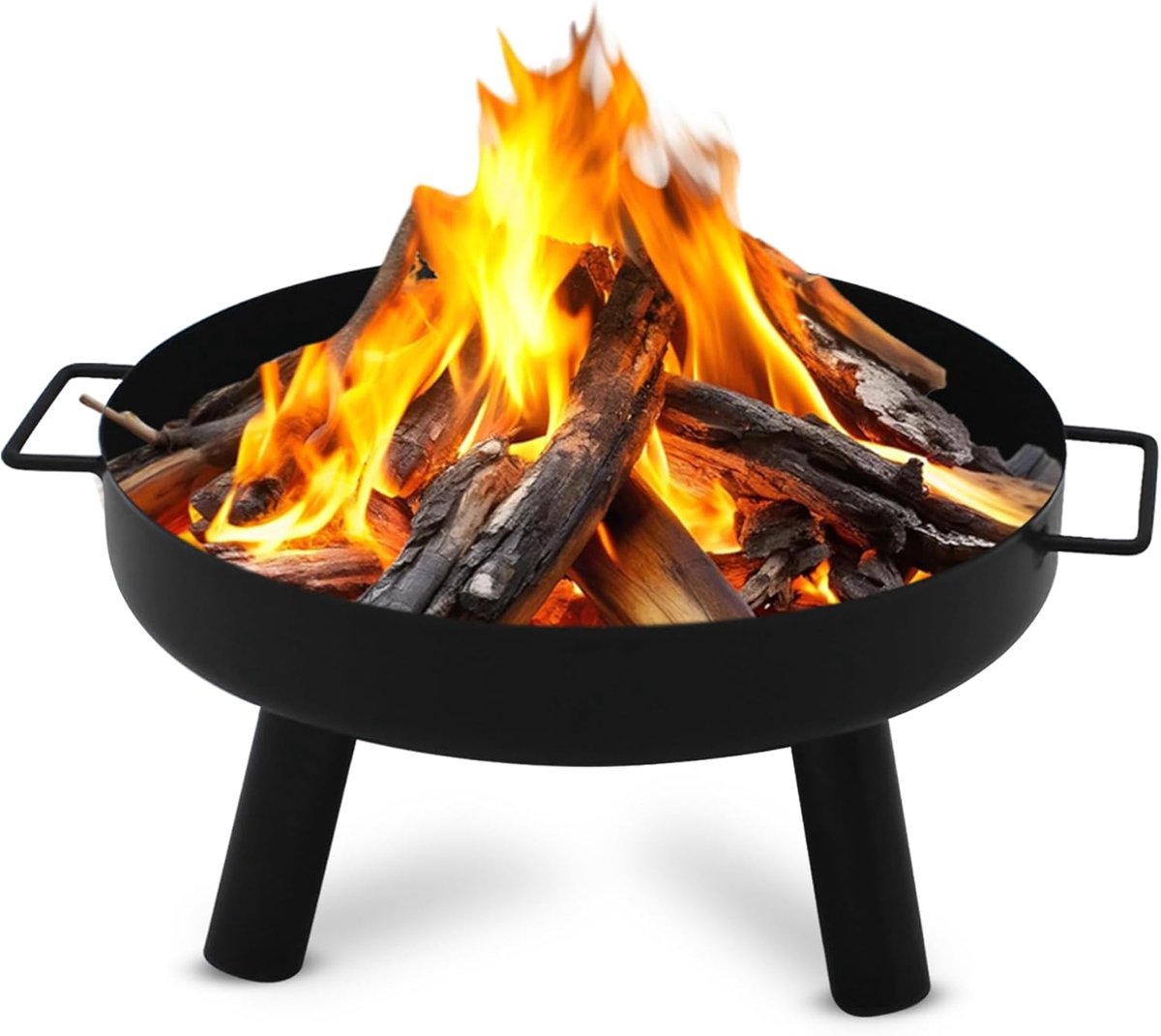 Vuurschaal Staal - Tuinhaard Vuurkorf - Buitenverwarming Sfeer - Hittebestendige Coating - Ø57 cm Hoogte 32 - Zwart
