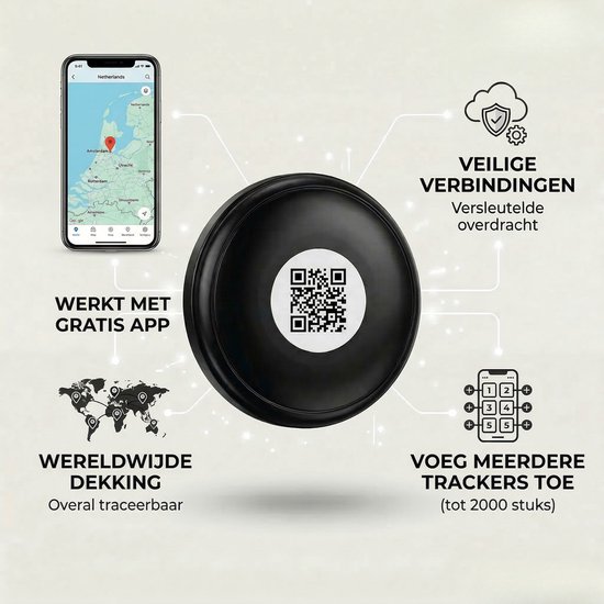 Oneproduct GPS Tracker Magnetisch - Keyfinder - Fiets/Auto/Boot/E-bike - Zwart