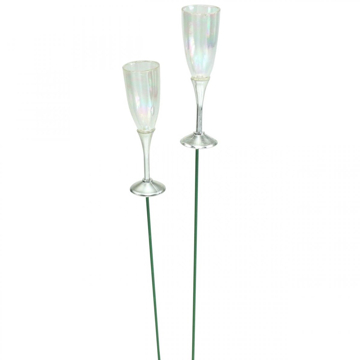 Mini champagneglas oudejaarsdecoratie om op te plakken 7,5 cm 24 st, 2