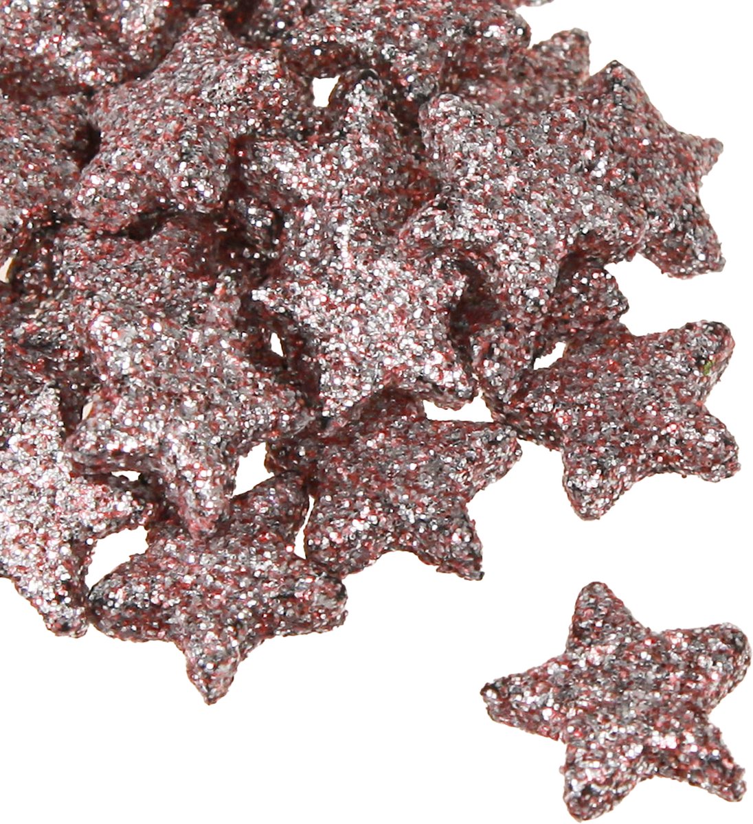 Mini strooidecoratie sterren decoratie mica roze 1,5cm 144 st, 144 Stü