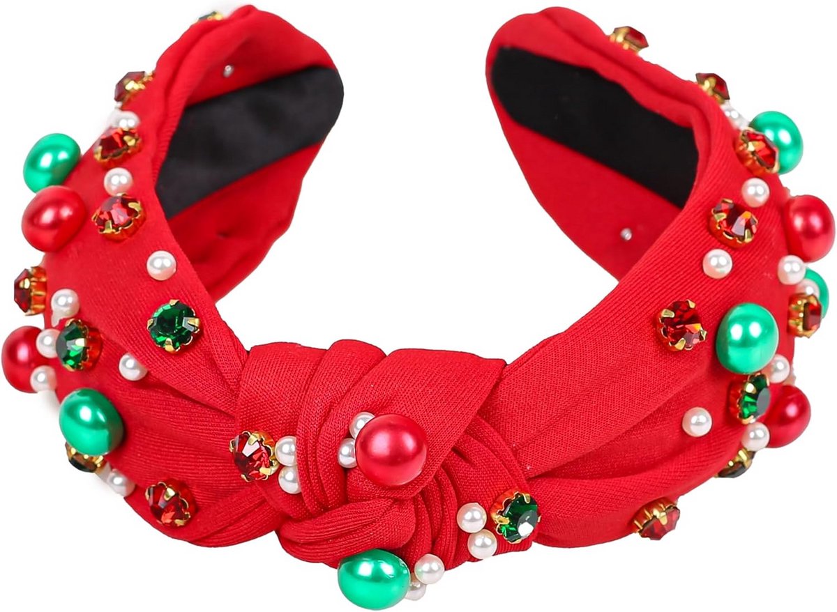 Elegante Kerst Hoofdband met Parel en Kristal voor Dames