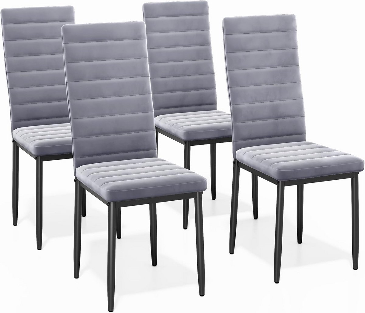 Set van 4 Eetkamerstoelen met Hoge Rugleuning voor Eetkamer en Woonkamer