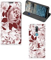 Étui pour téléphone portable Nokia 2.4 Bookcase Aquarelle Fleurs
