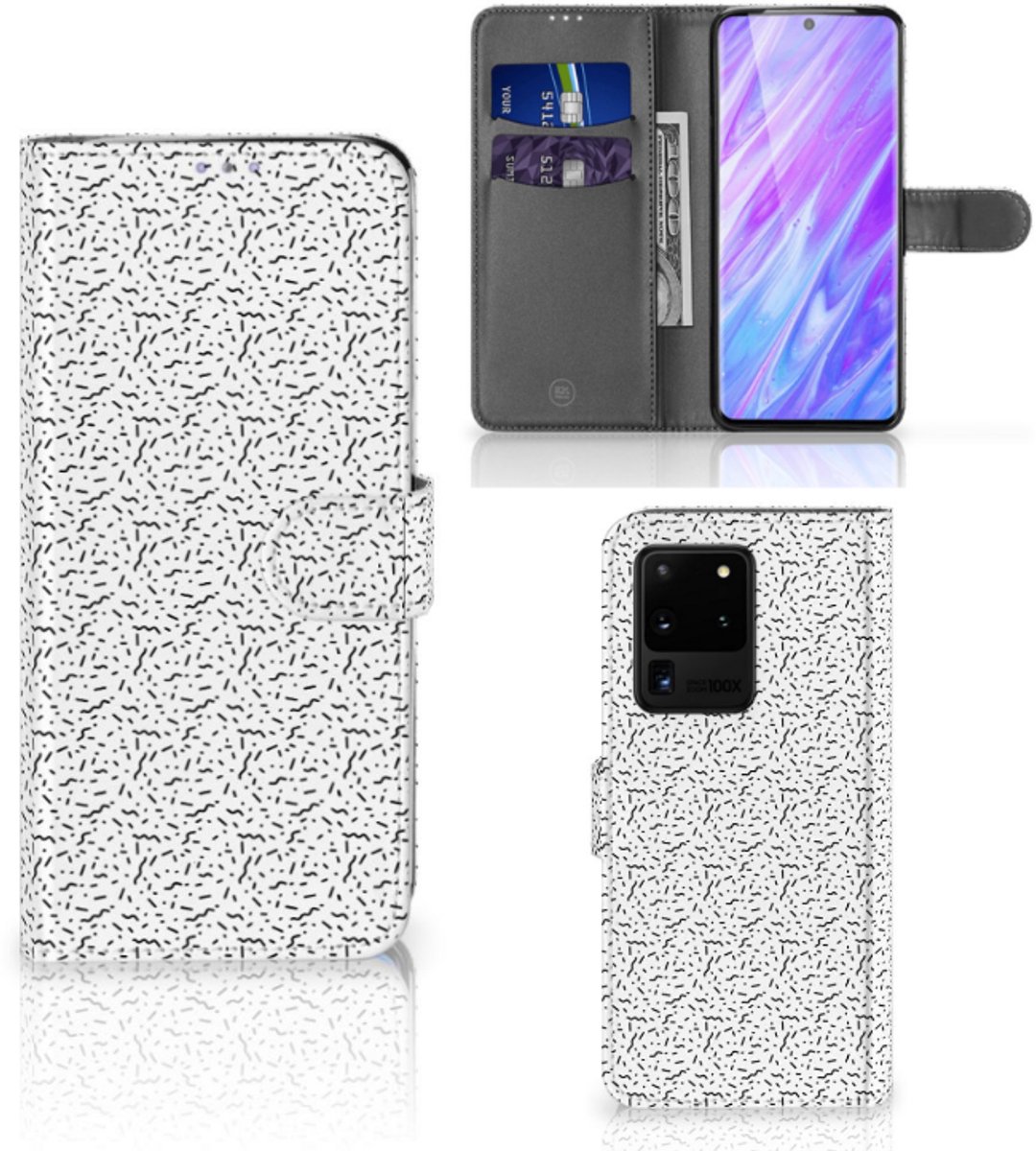 Book Case voor Samsung Galaxy S20 Ultra Telefoon Hoesje Stripes Dots