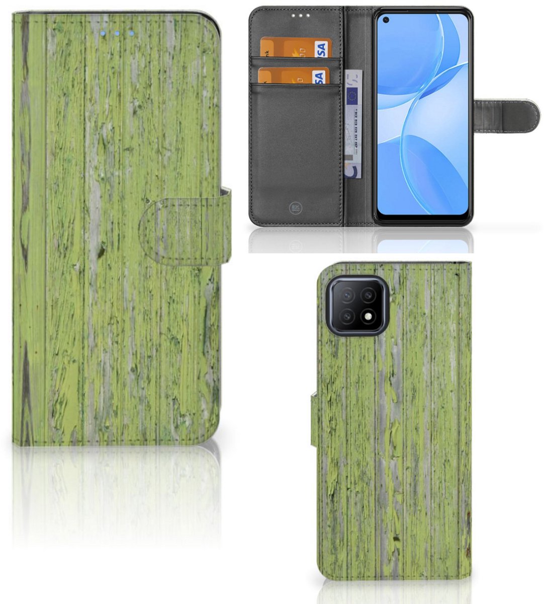 OPPO A73 5G Book Style Case Green Wood