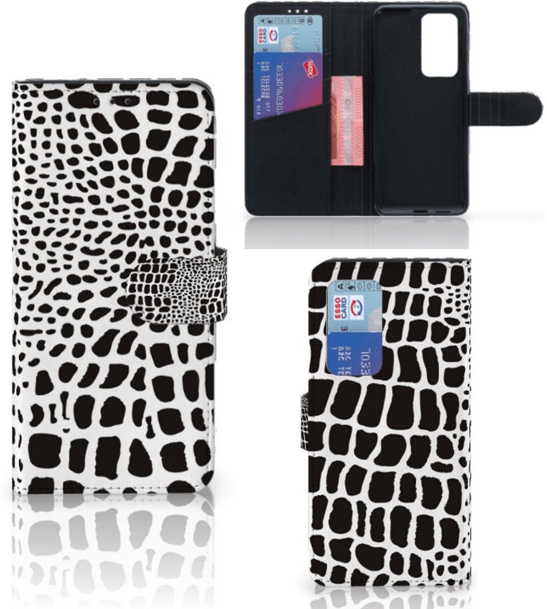 Huawei P40 Pro Telefoonhoesje met Pasjes Slangenprint