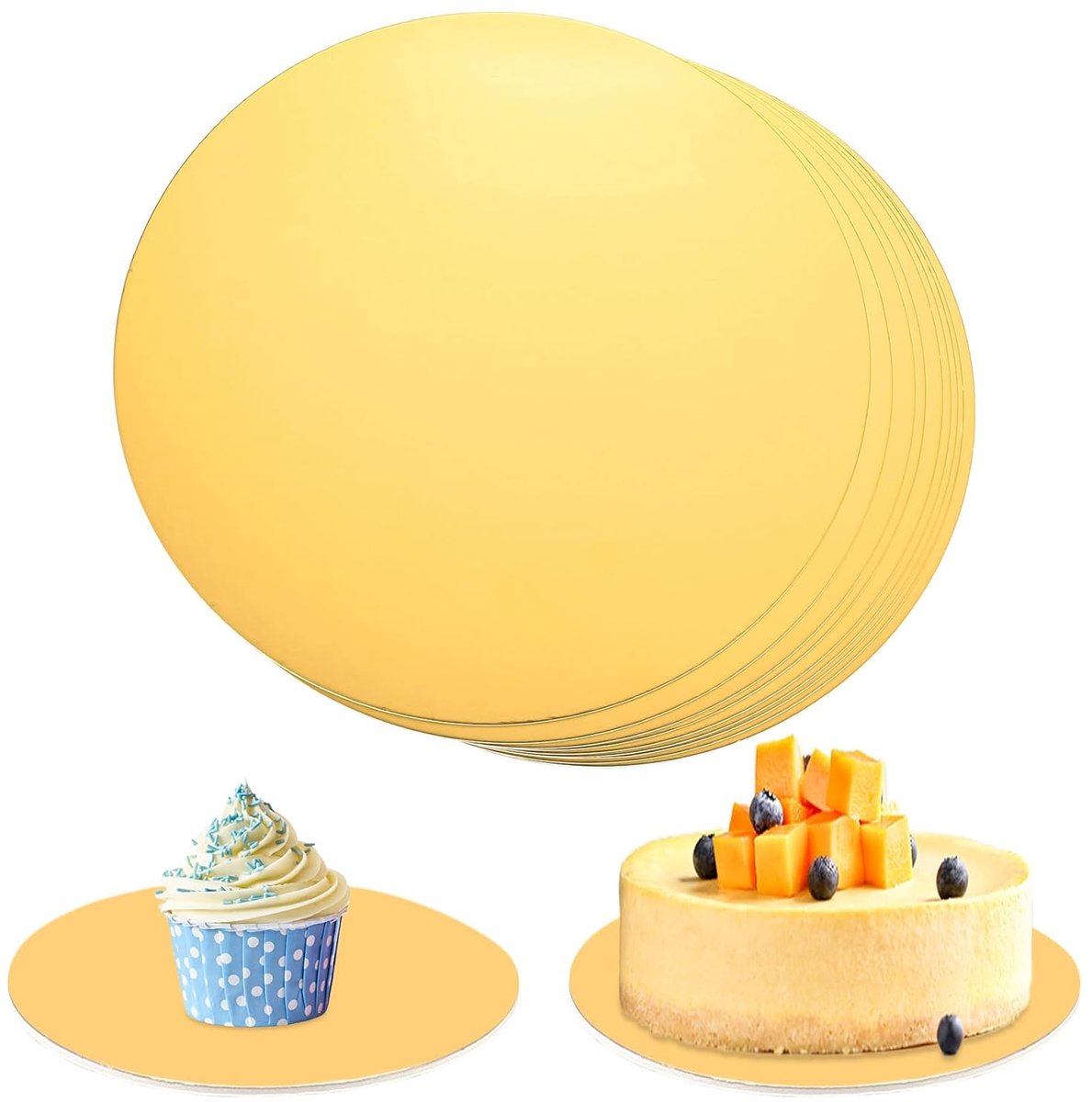 Ronde Taartplateau 25 cm - 10 Stuks Goudkleurig Herbruikbaar Karton