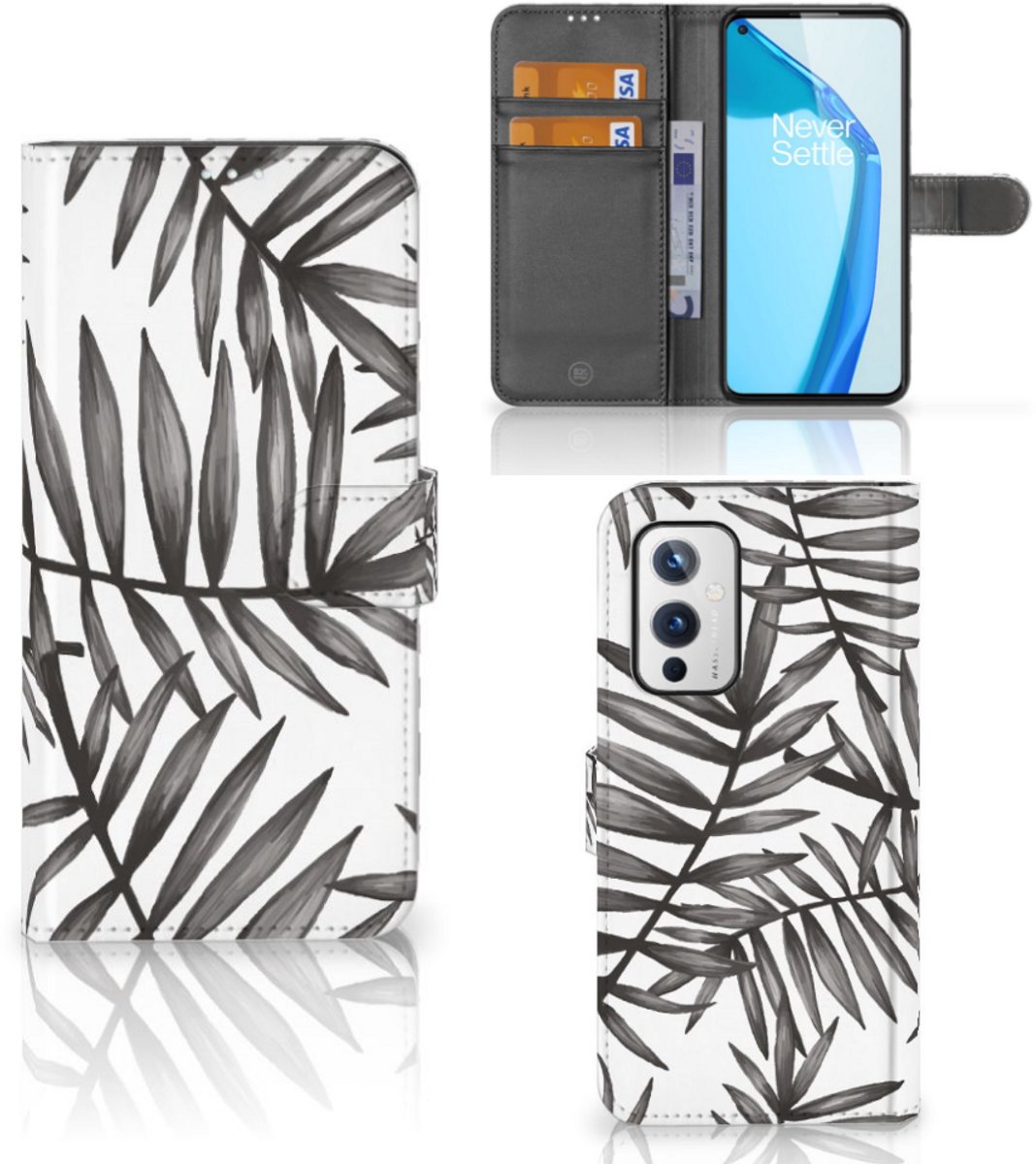 OnePlus 9 Hoesje Leaves Grey