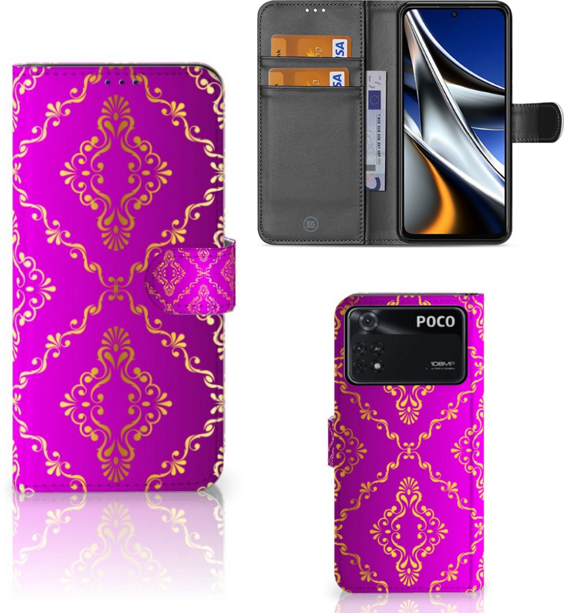 Wallet Case Xiaomi Poco X4 Pro 5G Barok Roze