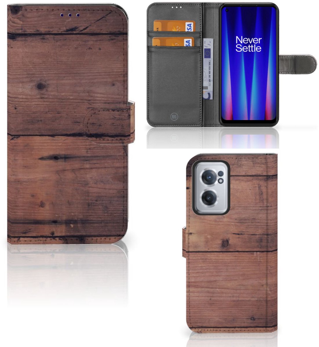 OnePlus Nord CE 2 Book Style Case Old Wood