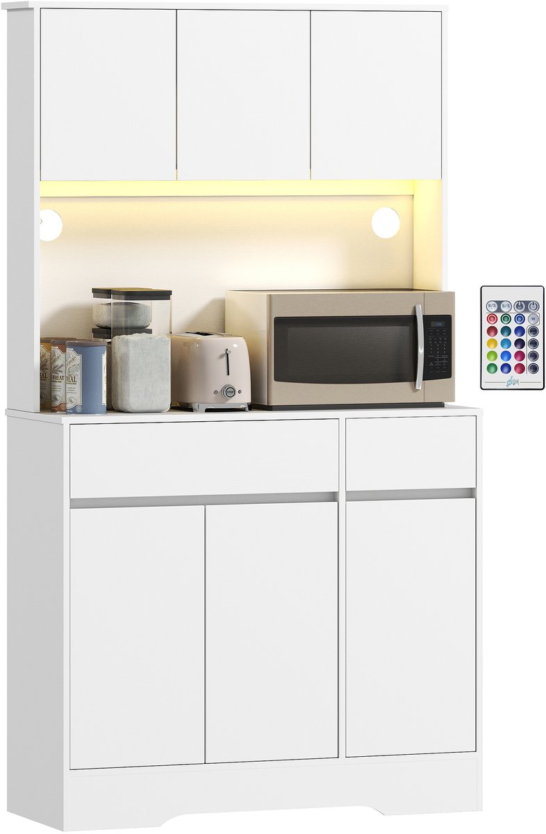 HOMCOM Keukenvoorraadkast - Samengesteld hout - 100x38x180cm - Wit