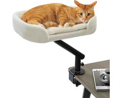 EcoPawPaw Kattenbed voor Bureau – 360° Draaibaar – Zachte Pluche Kattenhangmat – Antislip Klem – tot 22,5 kg