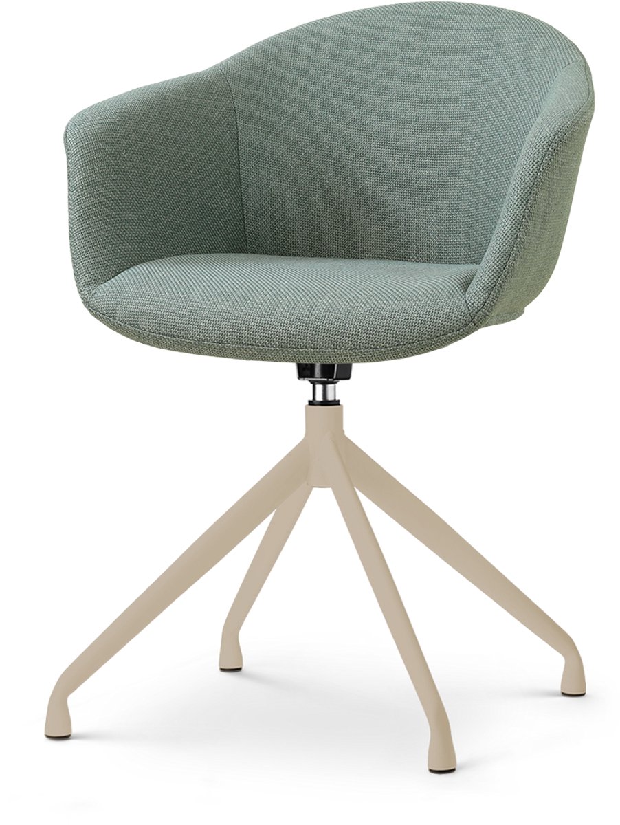 Nolon Nola-Otis Draaibare Eetkamerstoel Saliegroen - Beige Onderstel - Scandinavisch - Armstoel - Comfortabel - Stoffen