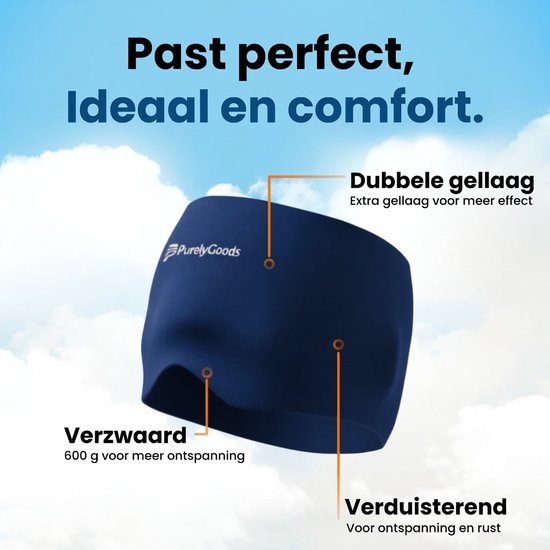 PurelyGoods® Migraine Masker 600 g - Hoofdpijn Muts - Coldpack - Met Diepvrieszak - Donkerblauw