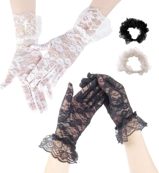 Élégants Courts Gants de Soleil avec Élastiques à Cheveux pour Mariages et Activités Extérieures