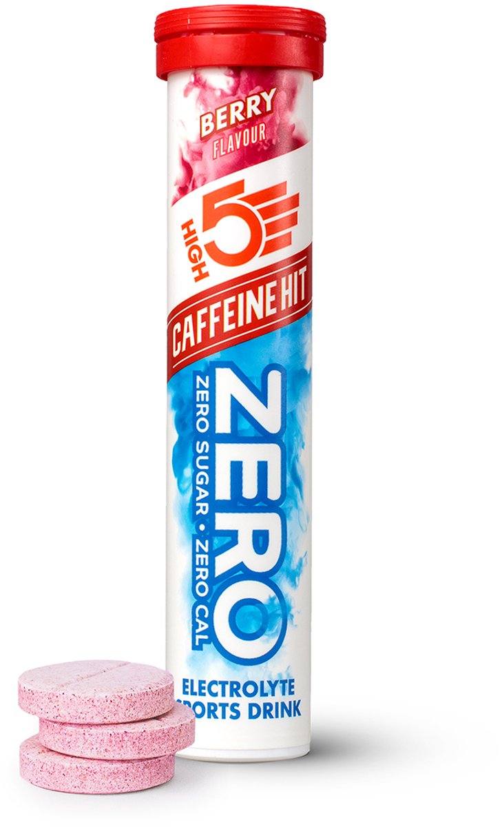 HIGH5 - ZERO Caffeine Hit - Suikervrije Elektrolyten Bruistabletten - Met Cafeïne & Verfrissende Bessen Smaak - 8x20 Stuks - Voor Energie & Hydratatie bij Sport