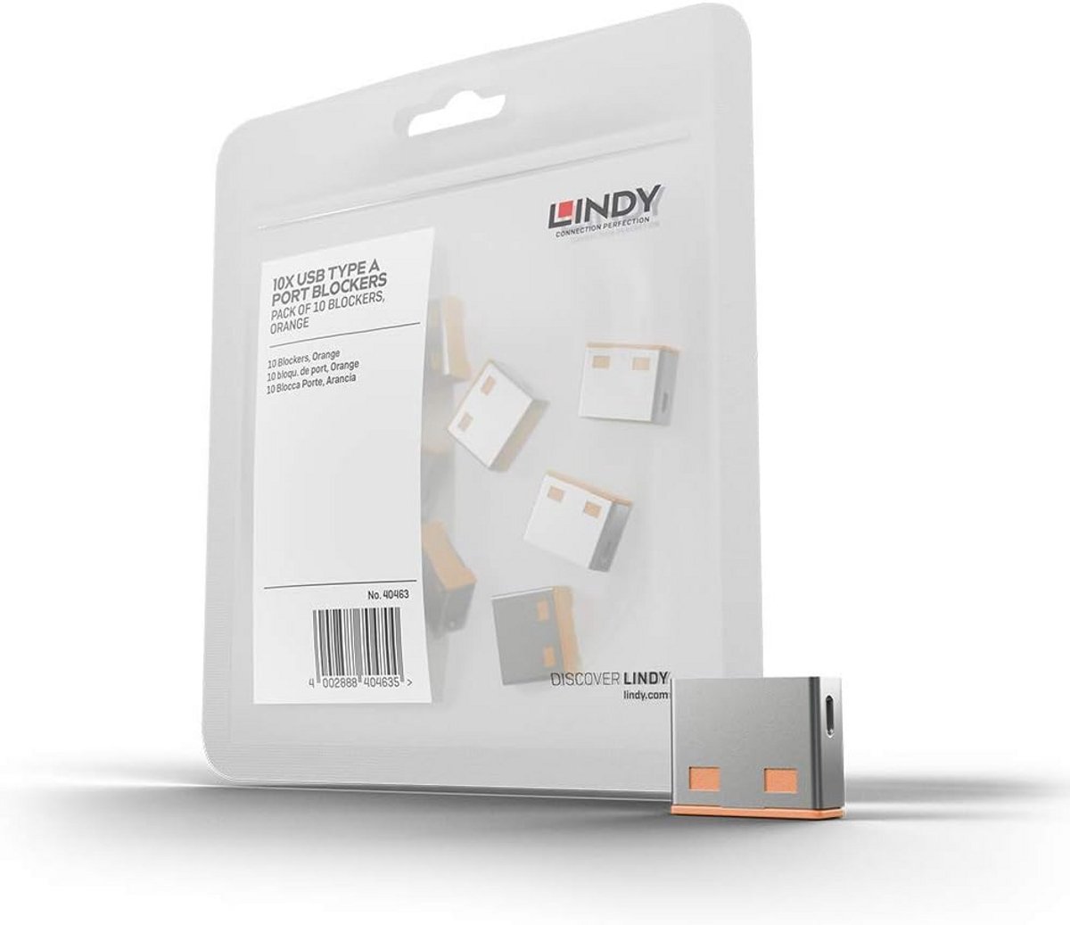 USB-poort slot set zonder sleutel - 10 stuks, kleurcode Oranje