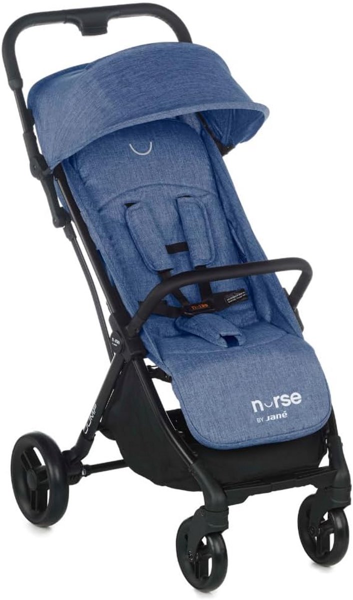 Kinderwagen tot 22 kg, automatisch vouwen, hoge rugleuning en vering - Blauw