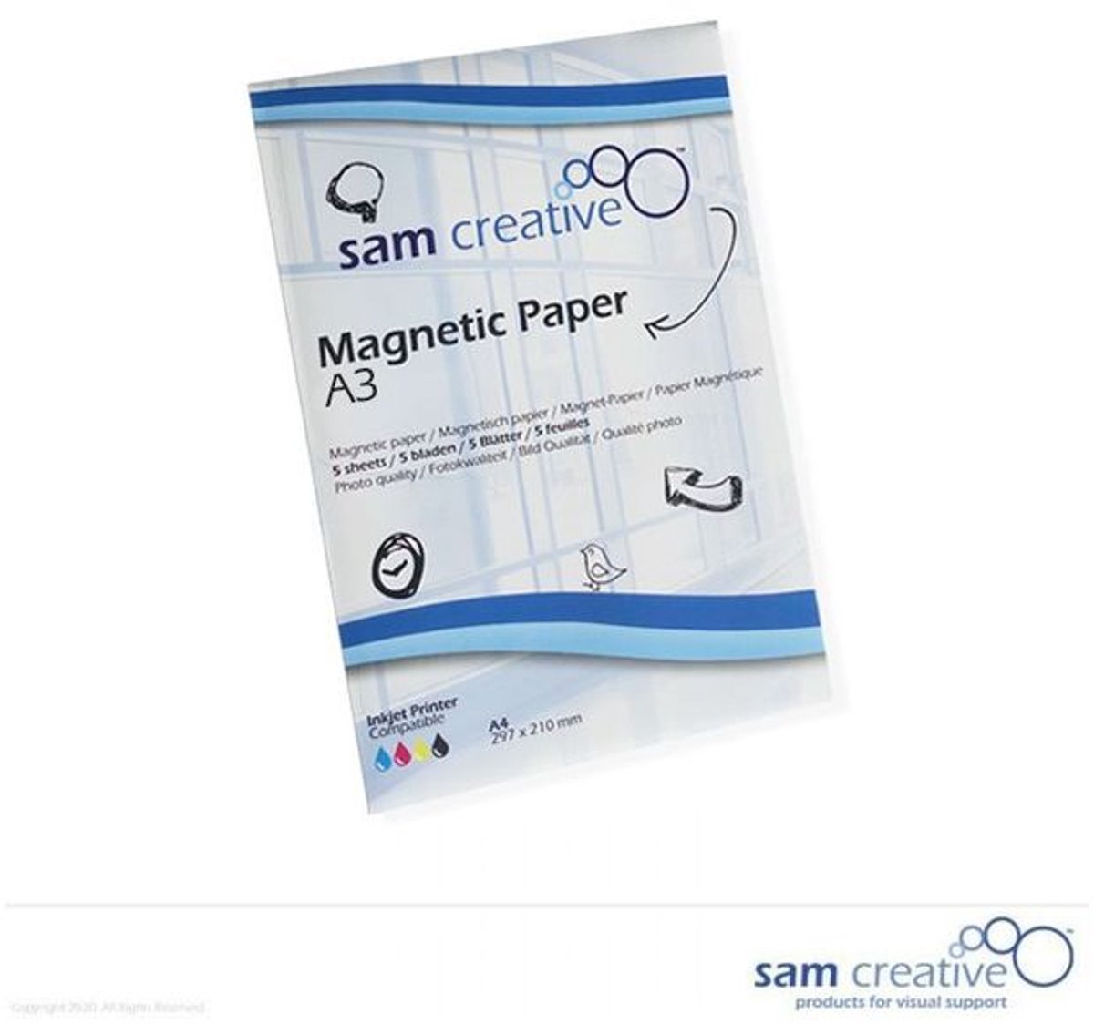 Sam Creative Magnetisch Papier A3 - set 5 st - Whiteboard