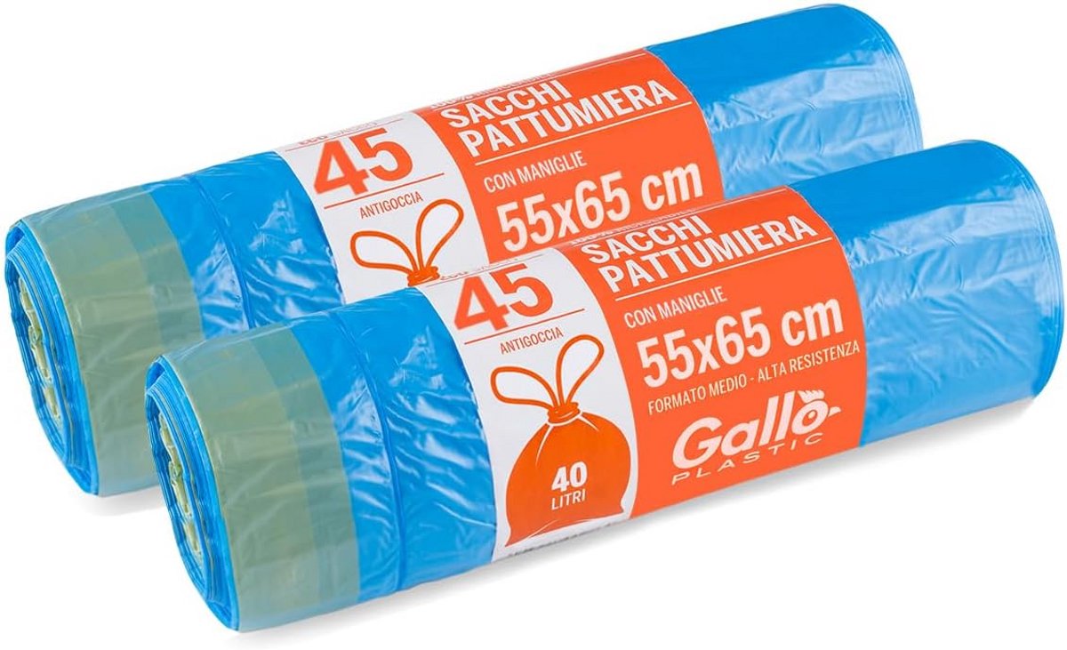 Vuilniszakken met Handgrepen - 90 Stuks - 40 Liter - 55 x 65 cm - Blauw