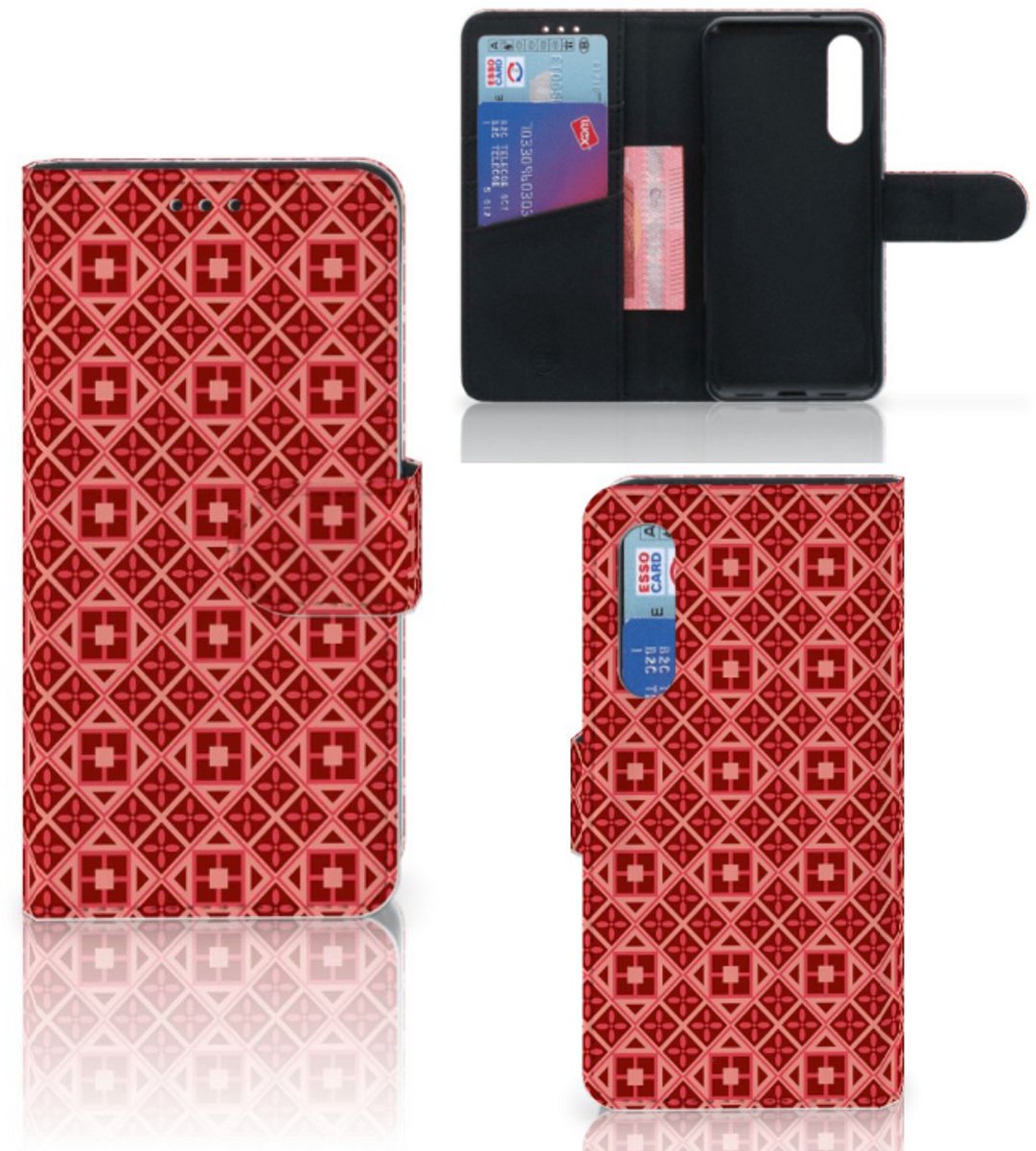Boekhoesje voor Xiaomi Mi 9 SE Telefoon Hoesje Batik Rood