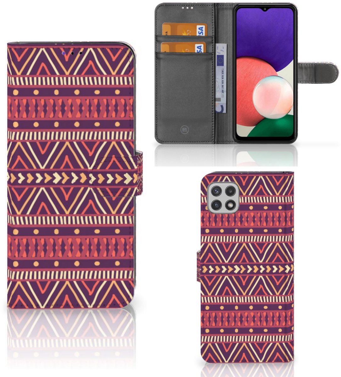 Samsung Galaxy A22 5G Telefoon Hoesje Aztec Paars