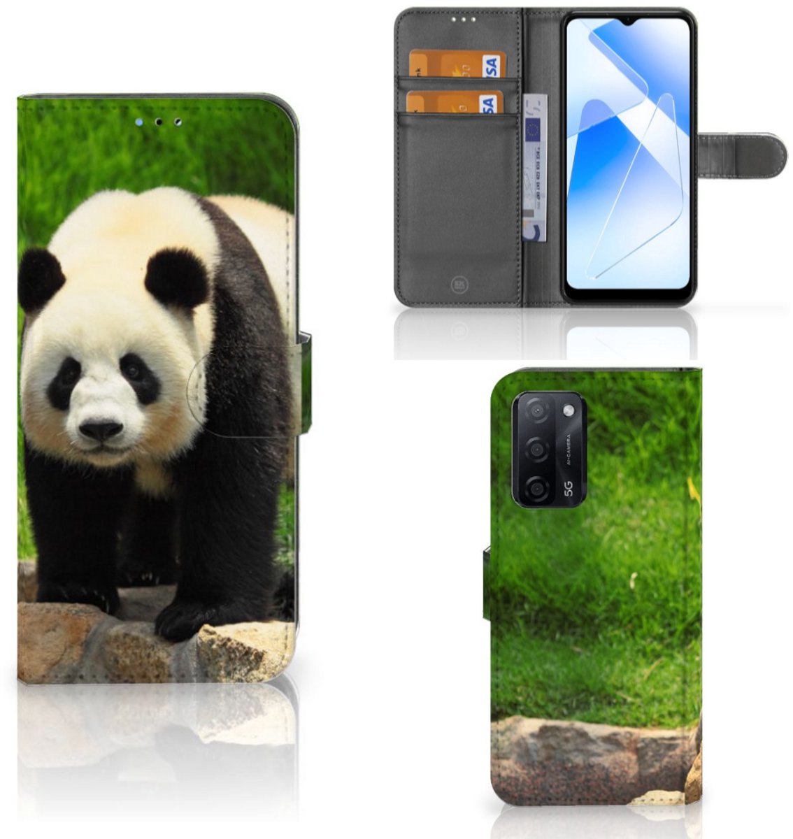 OPPO A16/A16s/A54s Telefoonhoesje met Pasjes Panda