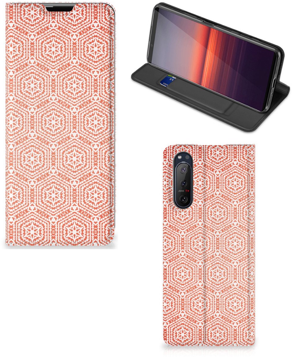 Sony Xperia 5 II Hoesje met Magneet Pattern Orange