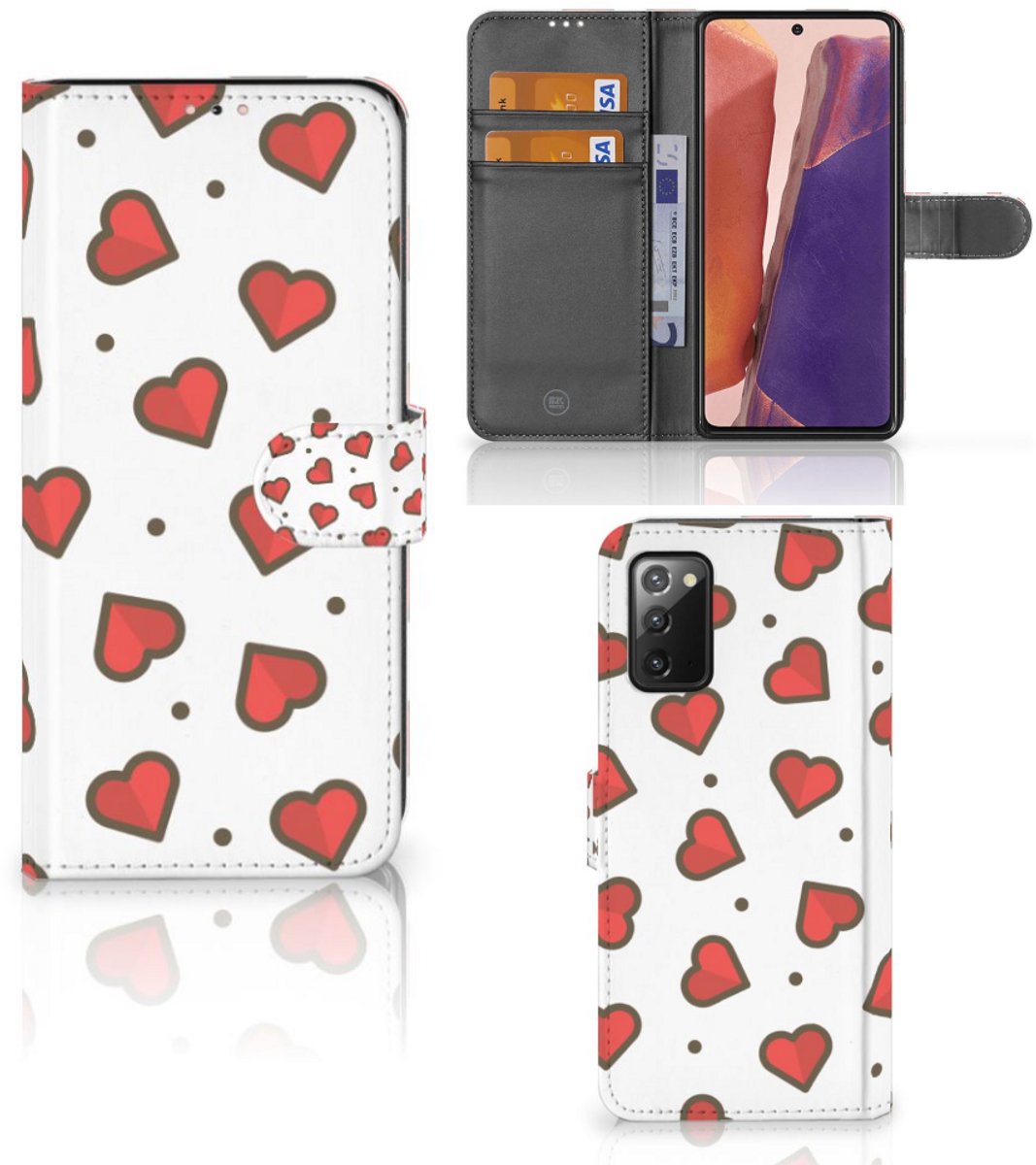 Book Case voor Samsung Galaxy Note 20 Telefoon Hoesje Hearts