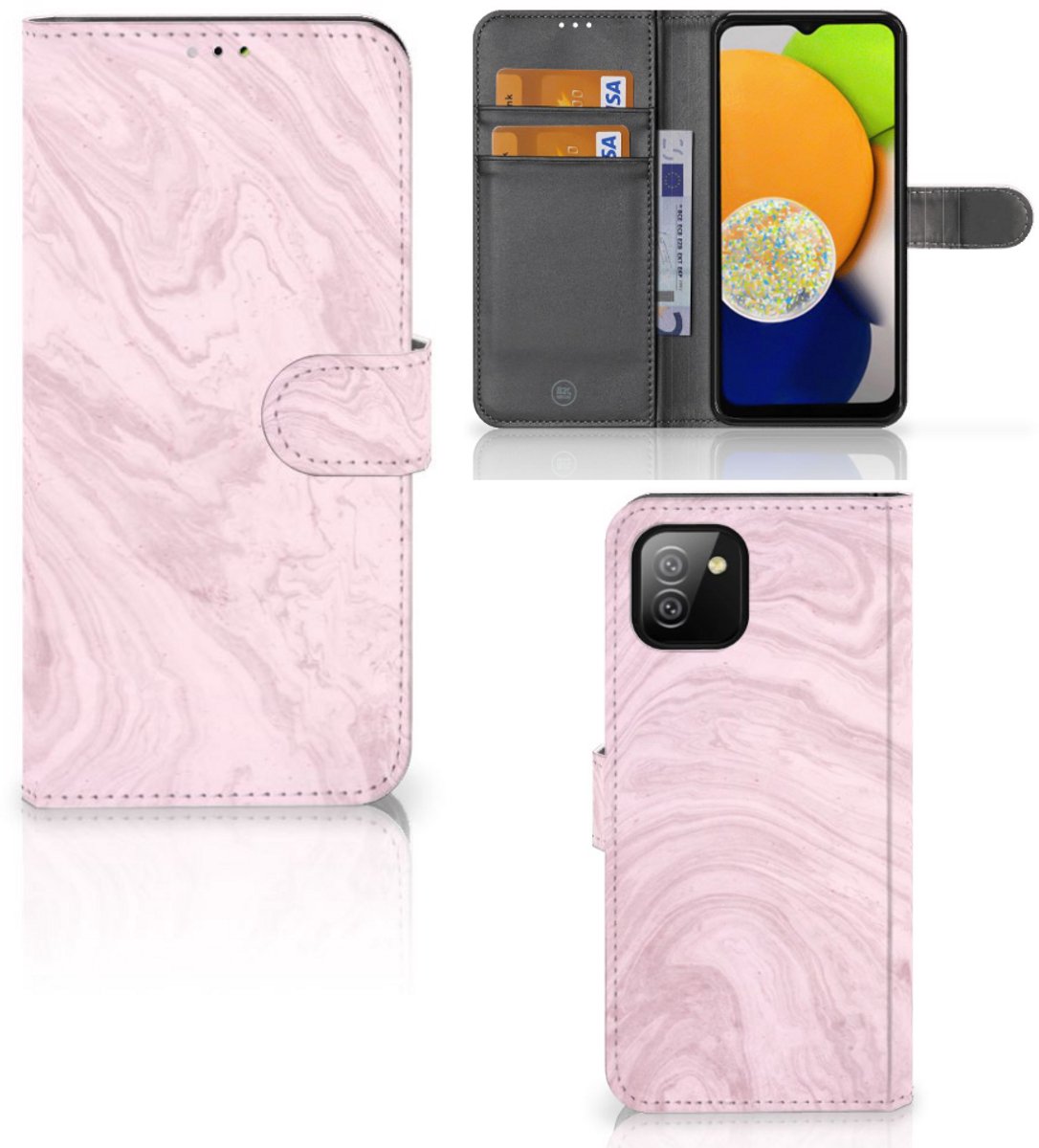 Samsung Galaxy A03 Bookcase Marble Pink - Origineel Cadeau Vriendin