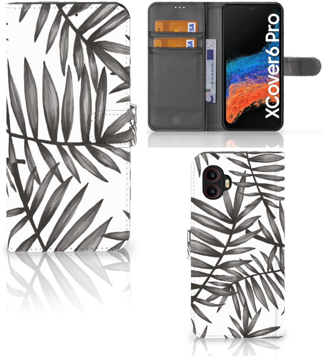 Samsung Galaxy Xcover 6 Pro Hoesje Leaves Grey