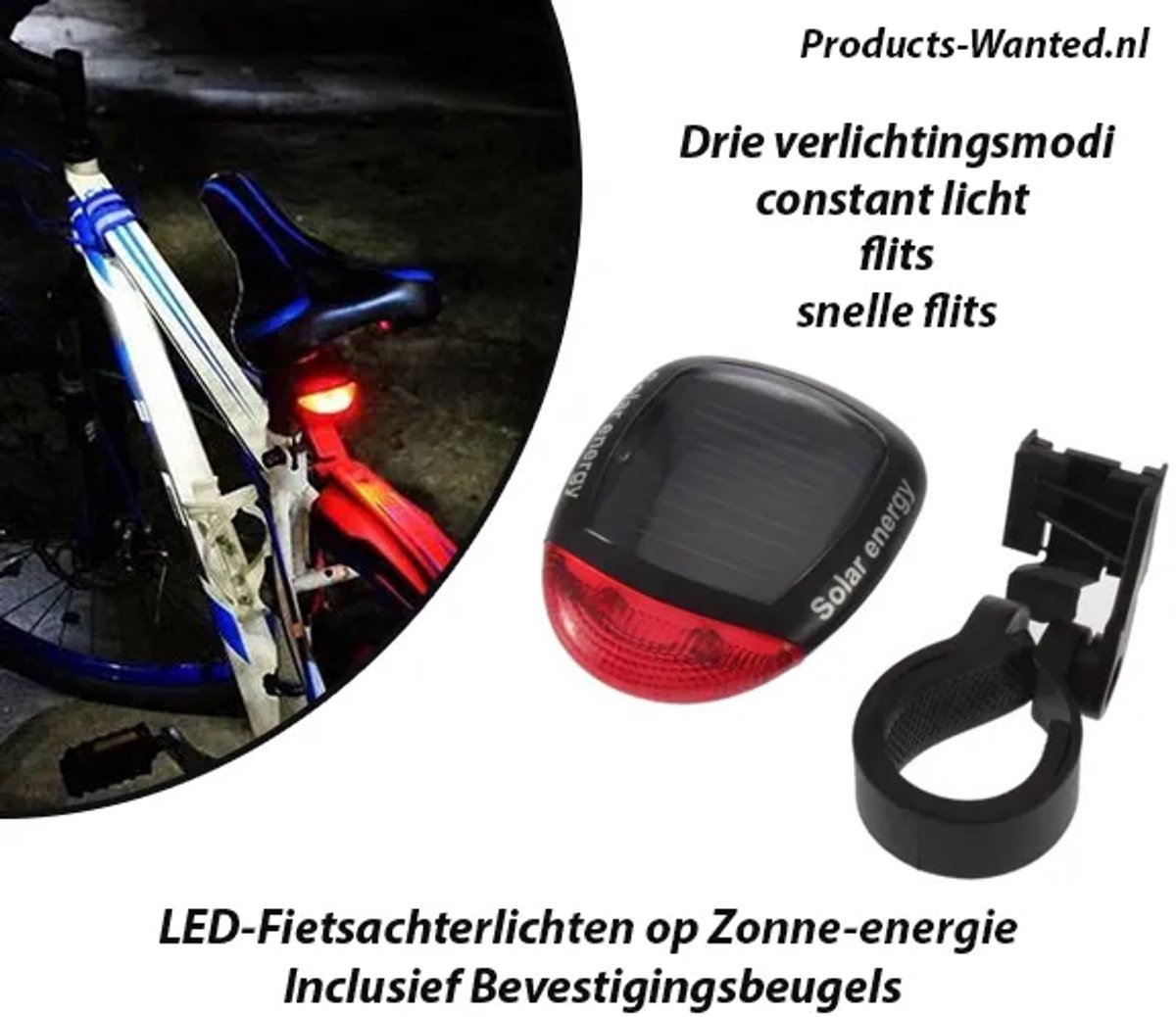 Bicycle Gear Achterlicht Solar 2 Led Rood