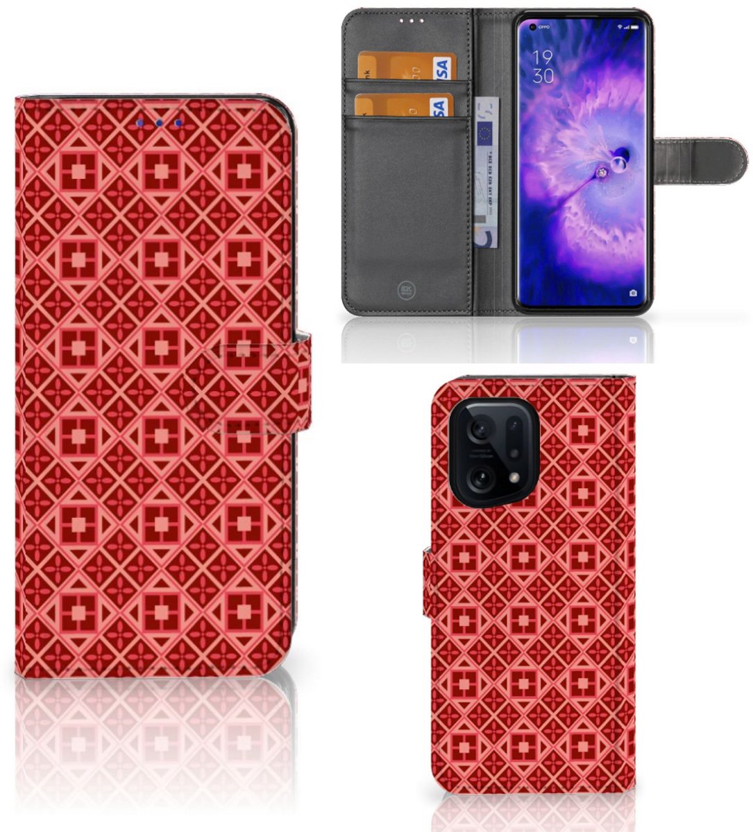 OPPO Find X5 Telefoon Hoesje Batik Rood