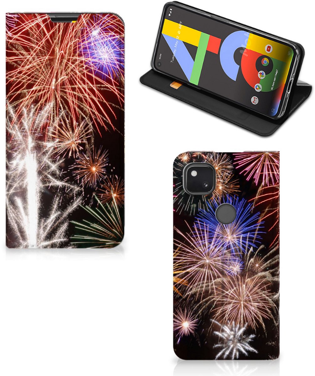 Book Case voor Google Pixel 4a Hippe Standcase Vuurwerk