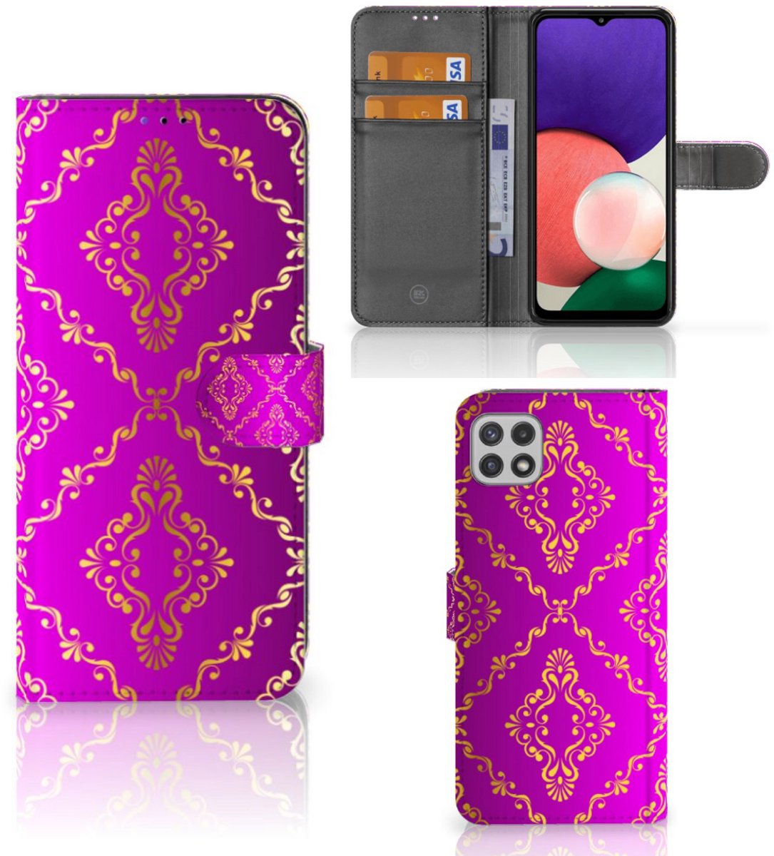 Wallet Case Samsung Galaxy A22 5G Barok Roze