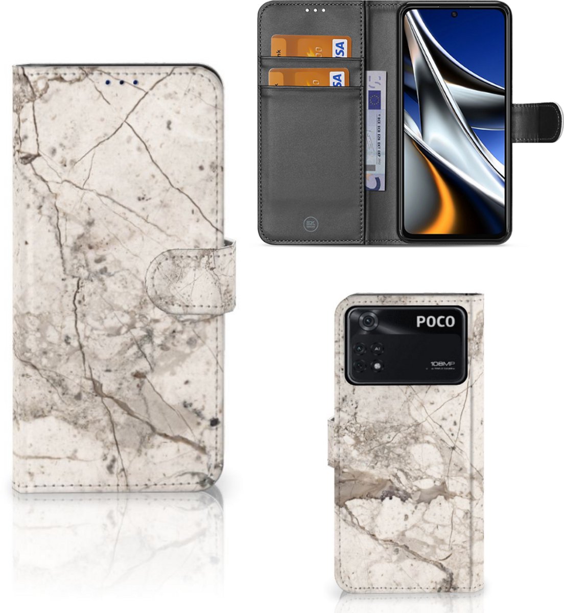 Boekhoesje voor Xiaomi Poco X4 Pro 5G Bookcase Marmer Beige
