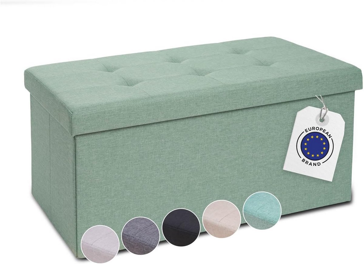 Opbergbank 76x38x38cm met 2 Extra Opbergdozen - Sofabed en Opbergkist - Turquoise