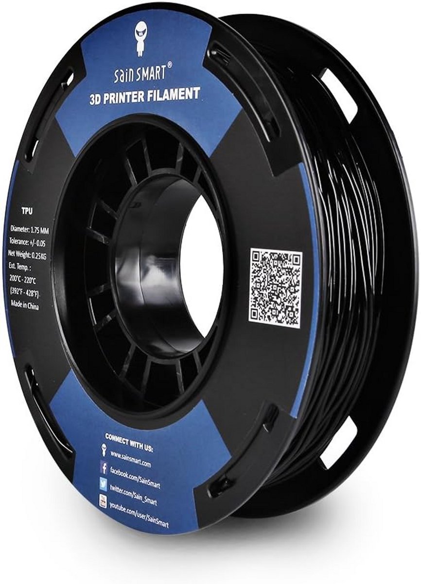 Flexibel TPU 3D Filament 1.75mm 250g - Zwart