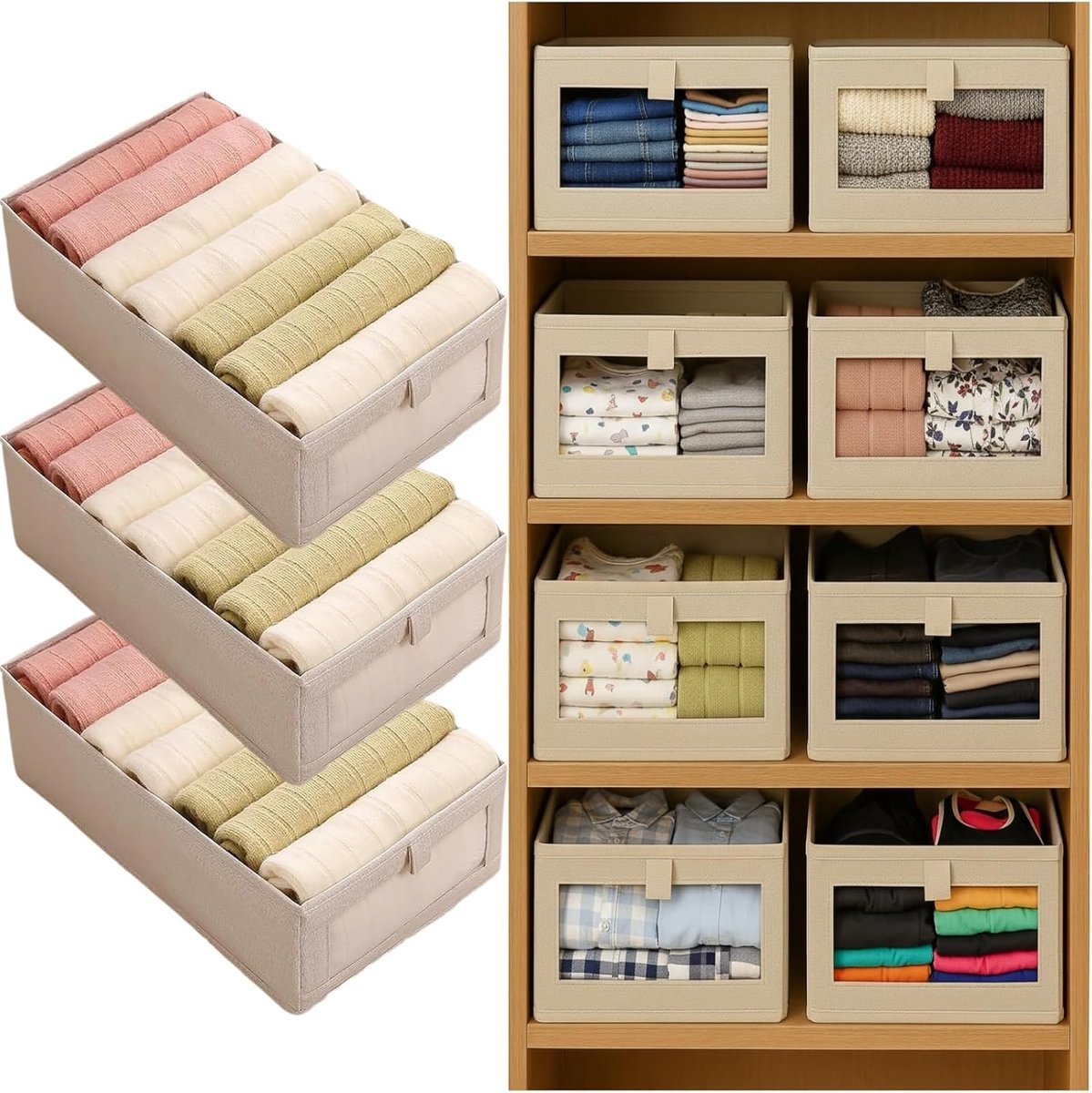 Opvouwbare Ladeverdelers Set (3 Stuks) - Organizer voor Kleding, Ondergoed en Accessoires