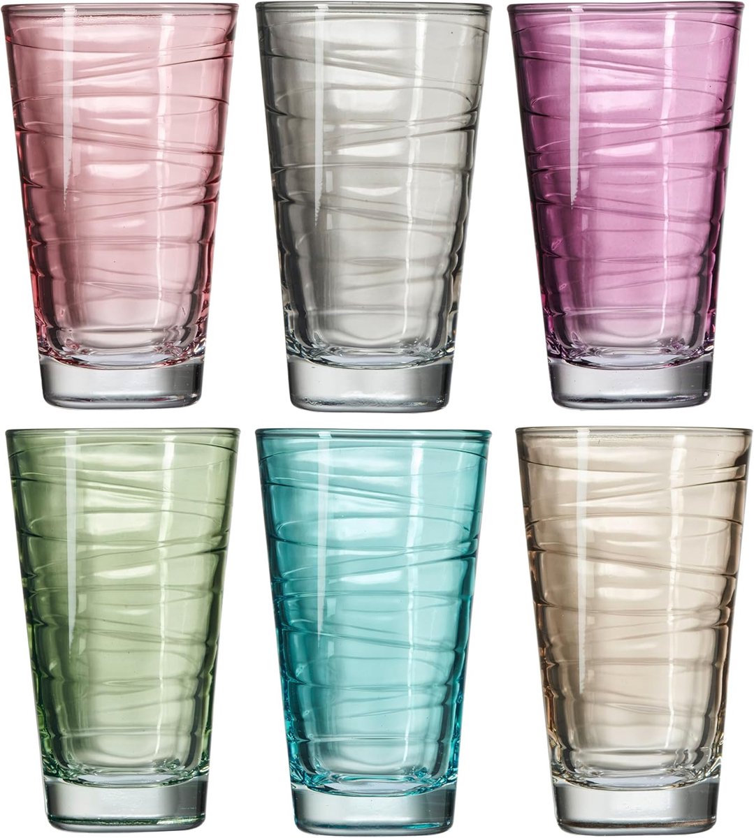Set van 6 Gekleurde Drinkglazen met Patroon - 280 ml - Vaatwasmachinebestendig