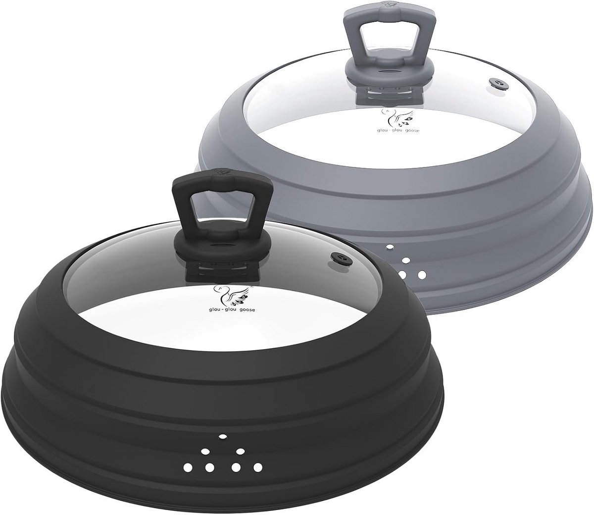 Magnetron Spatdeksel Set van 2 – Met Ventilatie en Opvouwbare Siliconen Rand