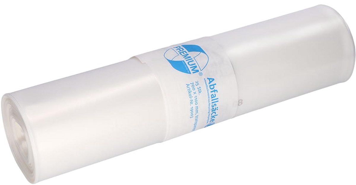 Transparante Afvalzakken 120 liter - 60 my Dikte - 100% Gerecycled