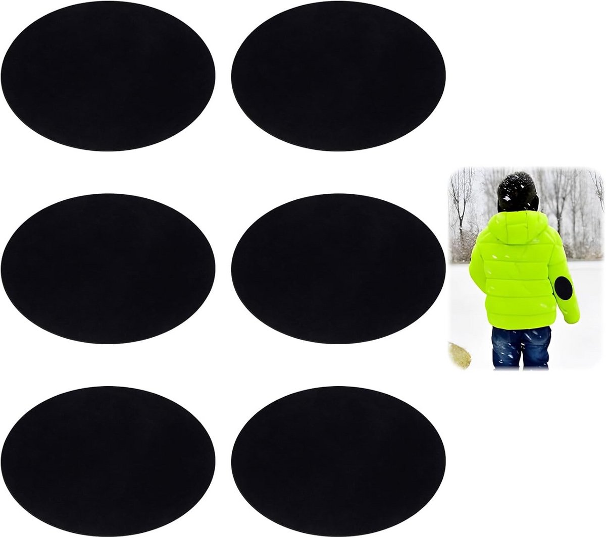 6 zwarte strijkpatronen voor kledingreparatie - ideaal voor broeken, jassen en shirts - duurzaam en eenvoudig te onderhouden