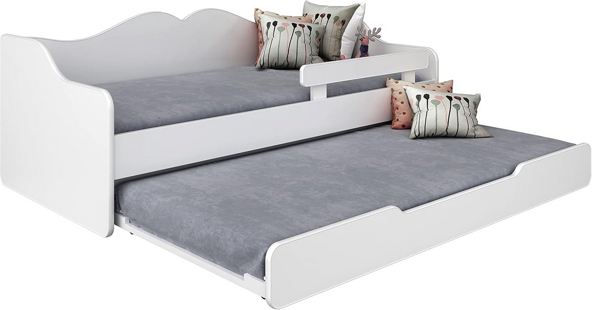 Verlengbaar Jeugdbed met Lades en Matrassen - Opklapbaar - 140x70 cm - Wit