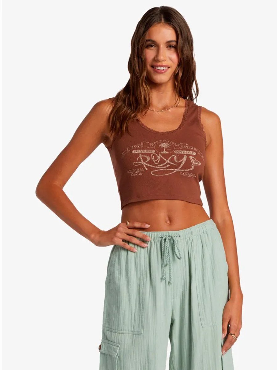Roxy Vintage Lace Mouwloos T-shirt S Vrouw Root Beer