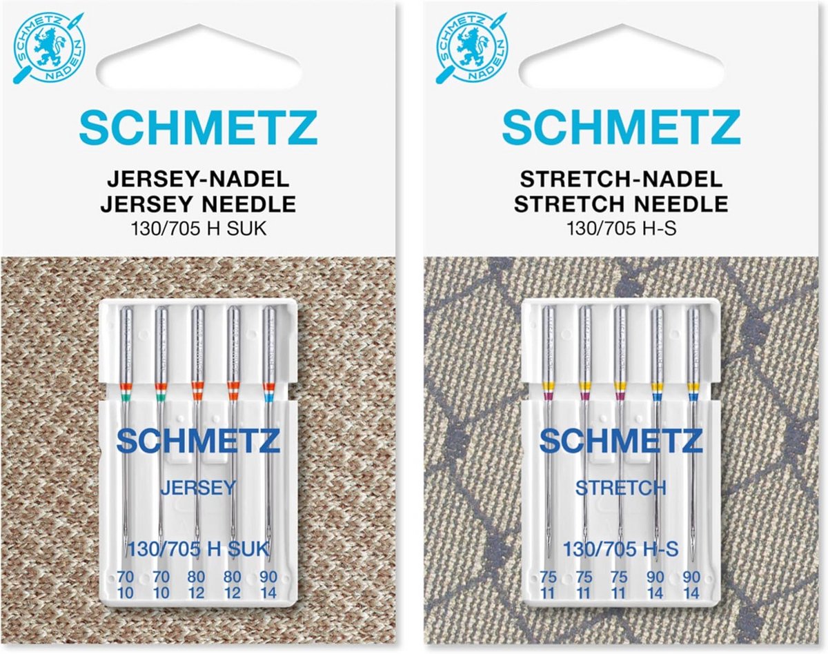 Naaldassortiment Stretch en Jersey voor Naaimachines - 10 Naalden - Systeem 130/705