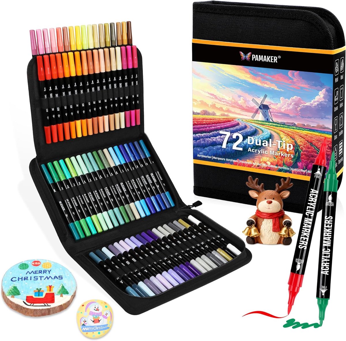 Acrylstiften set van 72 kleuren met dubbele punten voor creatief schilderen