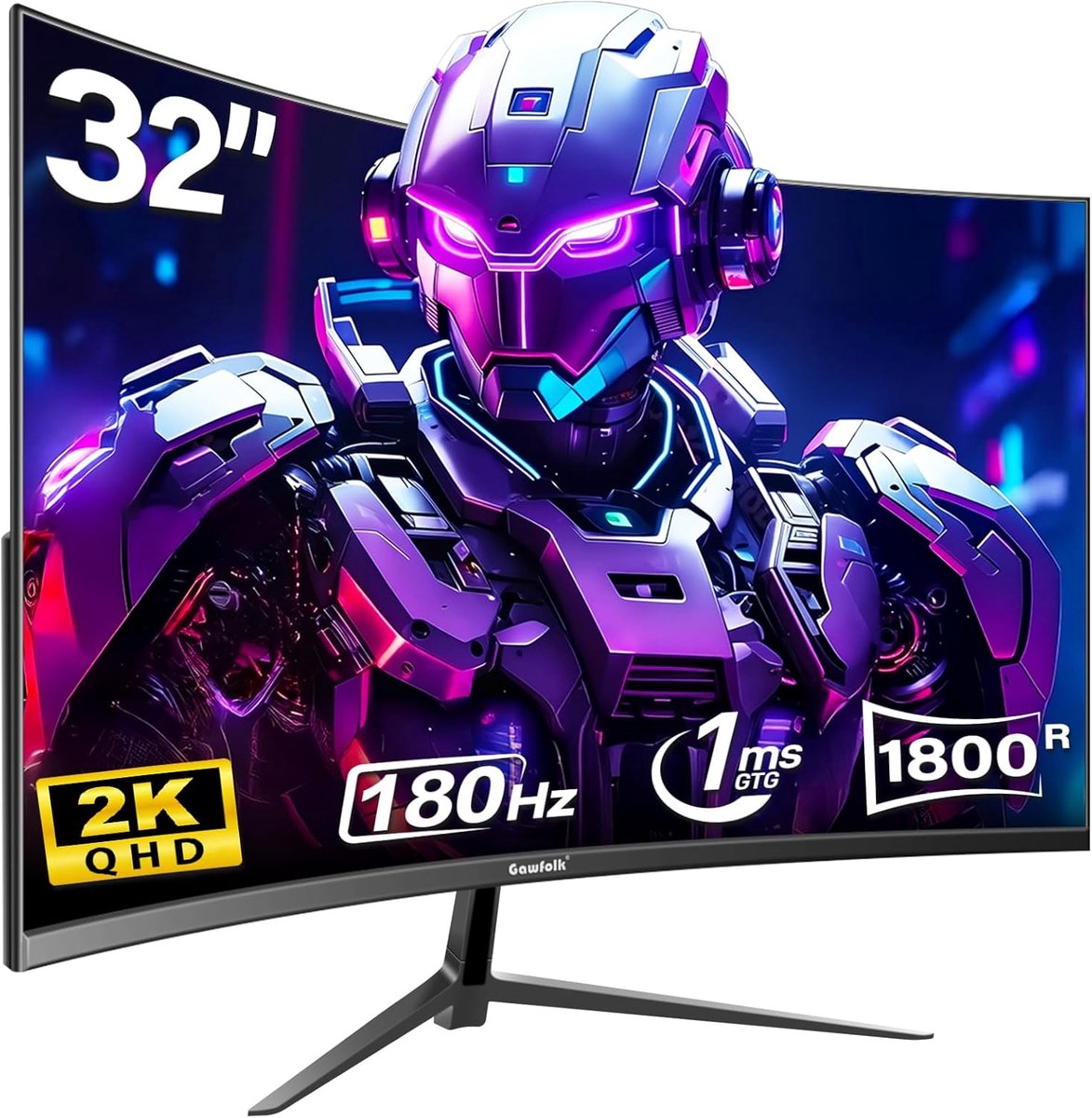 32 inch QHD gebogen gaming-monitor 180 Hz - frameloos computerscherm met VESA-compatibiliteit