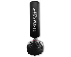 AJ-Sports Bokszak staand V2 - 180cm Hoog - Boksbal - Boxbal - Bokspaal - Boxing - Boksen - Sport - Kickboksen - Met zand, grind of water vulbare voet - Zwart - Makkelijk verplaatsbaar