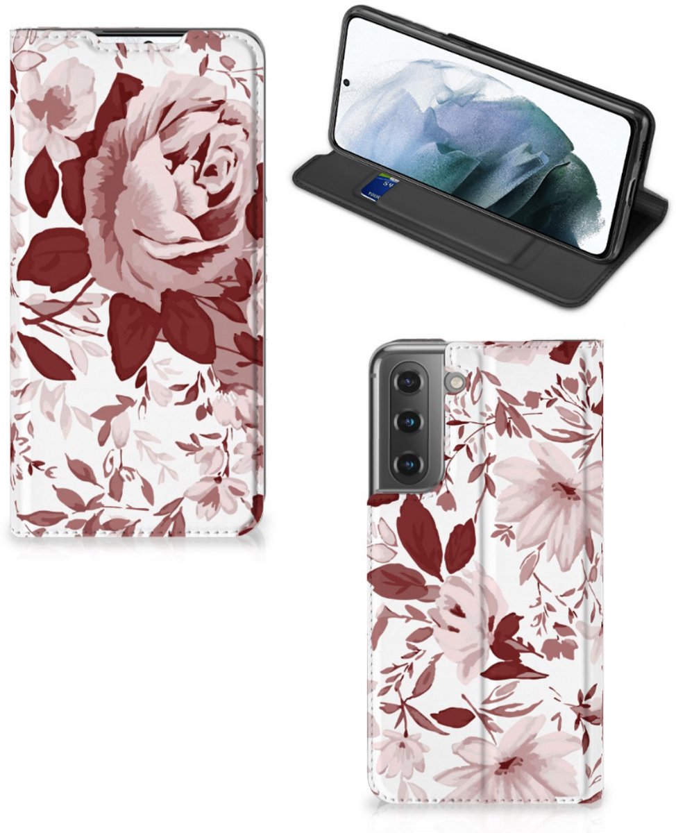 Bookcase Samsung Galaxy S21 FE Watercolor Flowers